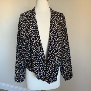 Free Hug- Black floral silky Blazer